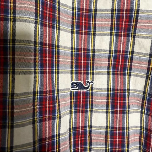 Vineyard Vines Plaid Slim Fit Whale Shirt Mens Button Front Shirt Size Medium - Picture 7 of 7